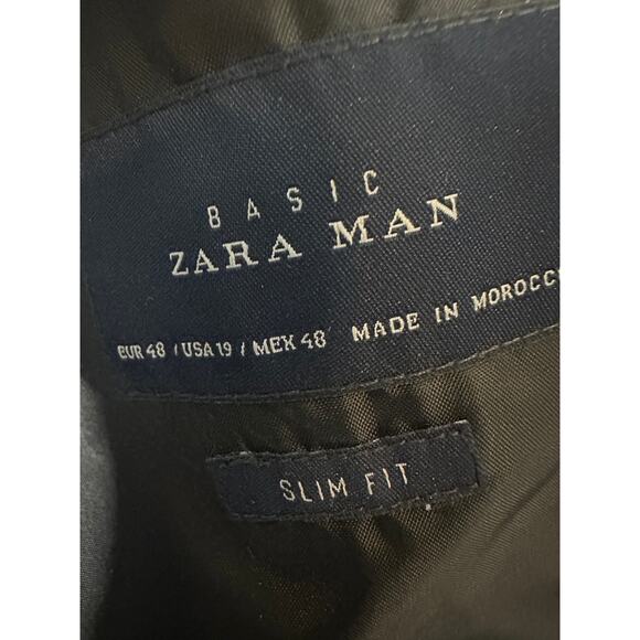Zara Basic Man Slim Fit Navy Blazer - Size 38 - Picture 6 of 7